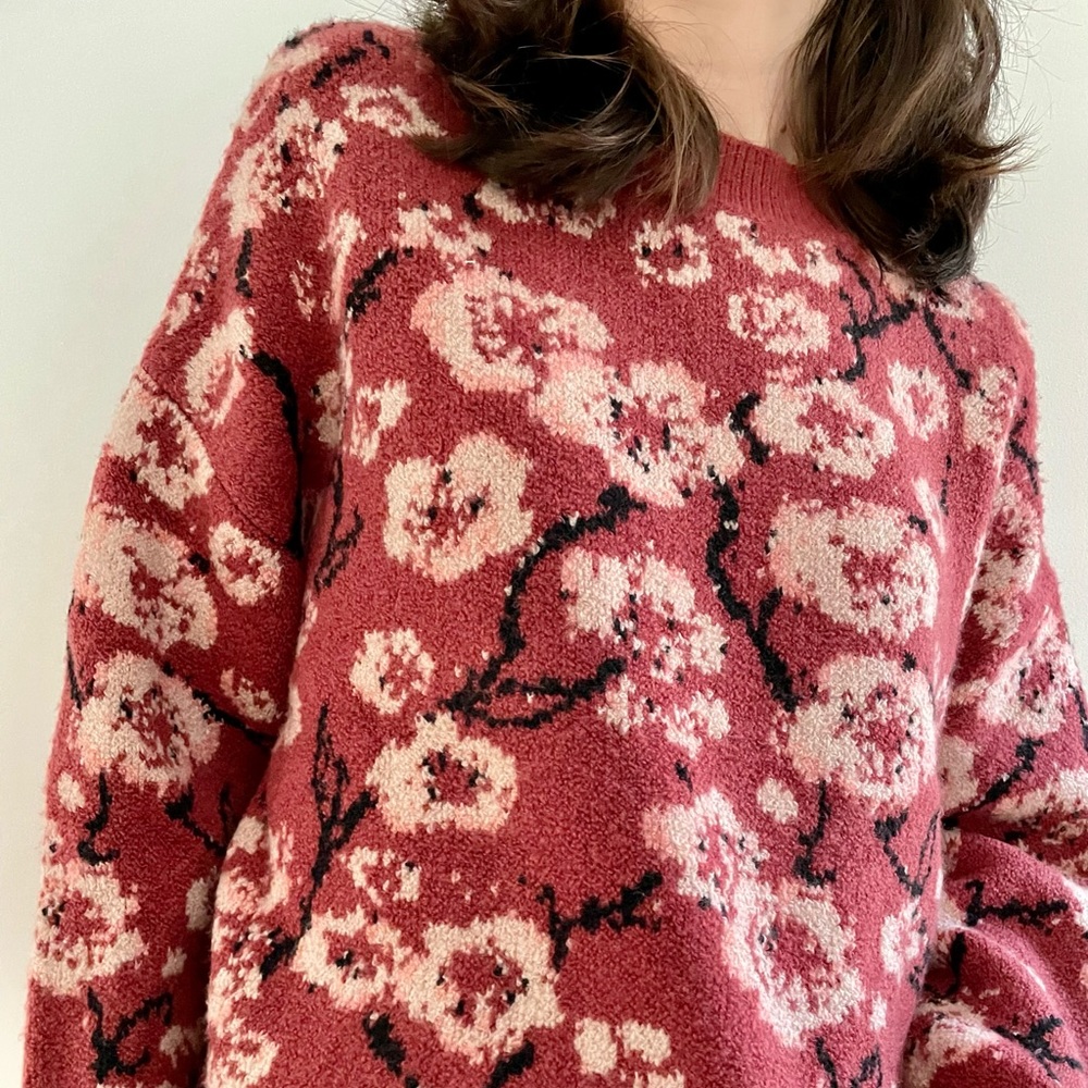 Nanette Lepore Pink Floral Sweater size small